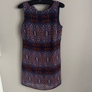 Geometric Patterned Dress - Blue and Orange